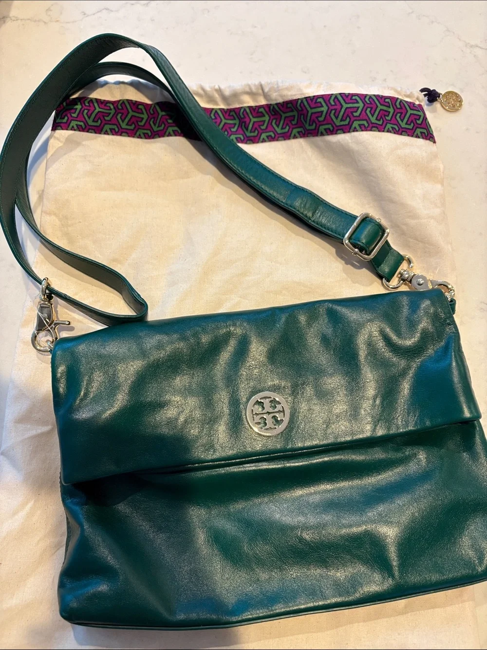 Tory Burch Green Leather Crossbody/shoulder Bag